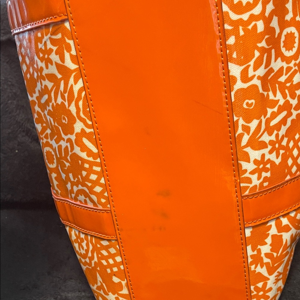 Tory Burch Vibrant Orange Floral Tote - Picture 7 of 9